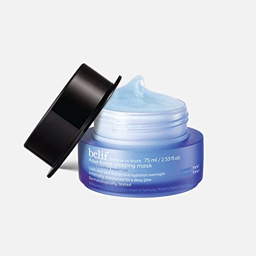 belif Aqua Bomb Sleeping Mask, Korean Overnight Jelly Moisturizer for Intense Hydration, Dullness Reduction, Skin Repair & Plumping, Glass Skin, 1.6 fl oz