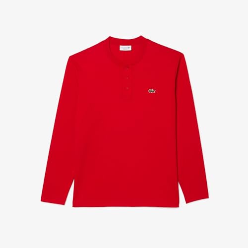 Lacoste Mens Long Sleeved Cotton Jersey T-Shirt, RED, 5