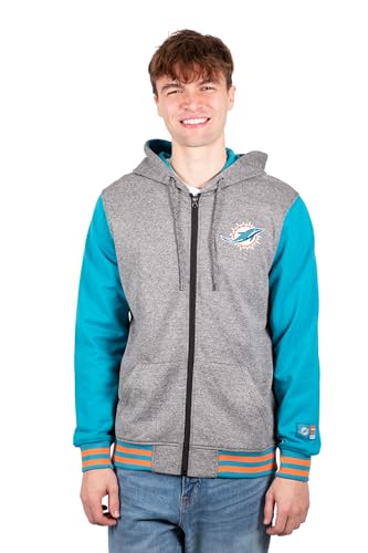 Ultra Game Men's Standard Full Zip Soft Fleece Hoodie Letterman Varsity Jacket, Team Color