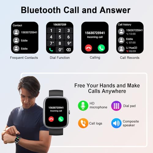 Smart Watch for Men Women (Answer/Make Call), 1.91" Smartwatch Fitness Activity Tracker, 112+Sports Step Counter Fitness Watch, Calories/Heart Rate/Spo2/Sleep Monitor, IP68 Waterproof for Android iOS