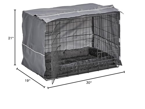 MidWest Homes for Pets Double Door Dog Crate Kit Includes One Two-Door Matching Gray Bed & Crate Cover, 30-Inch Kit Ideal for Medium Dog Breeds