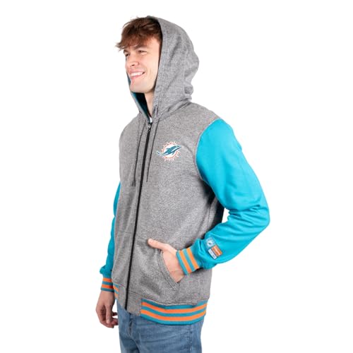 Ultra Game Men's Standard Full Zip Soft Fleece Hoodie Letterman Varsity Jacket, Team Color