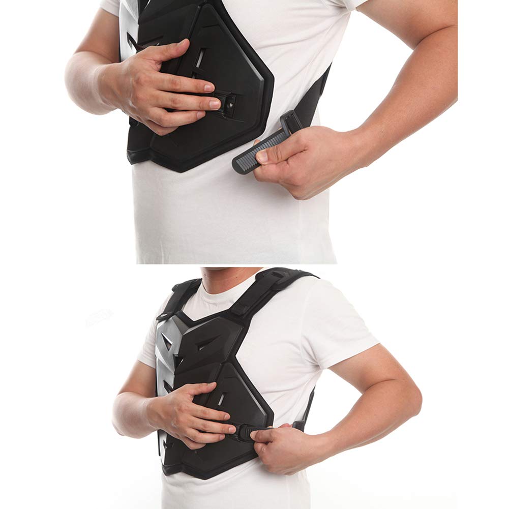 Motorcycle Armor Body Guard Vest, Dirtbike Riding Off-Road Racing Cycling Skiing Motocross Adult Kids Chest Body Protector Shirt Jackets for Street Bike Racing, Mens Back Protection - Black
