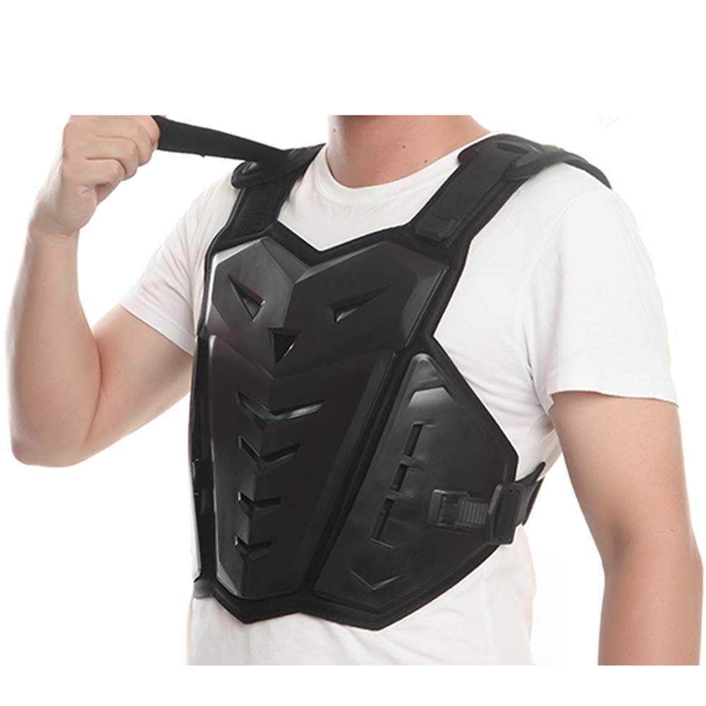 Motorcycle Armor Body Guard Vest, Dirtbike Riding Off-Road Racing Cycling Skiing Motocross Adult Kids Chest Body Protector Shirt Jackets for Street Bike Racing, Mens Back Protection - Black