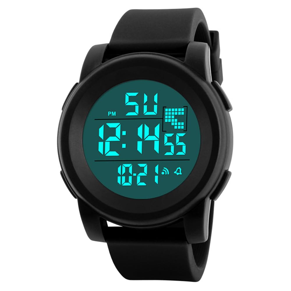 Men's Simple Digital Military Watches Large Face Sport Electronic LED Double Time Waterproof Wrist Watches for Men with Stopwatch Alarm LED Backlight