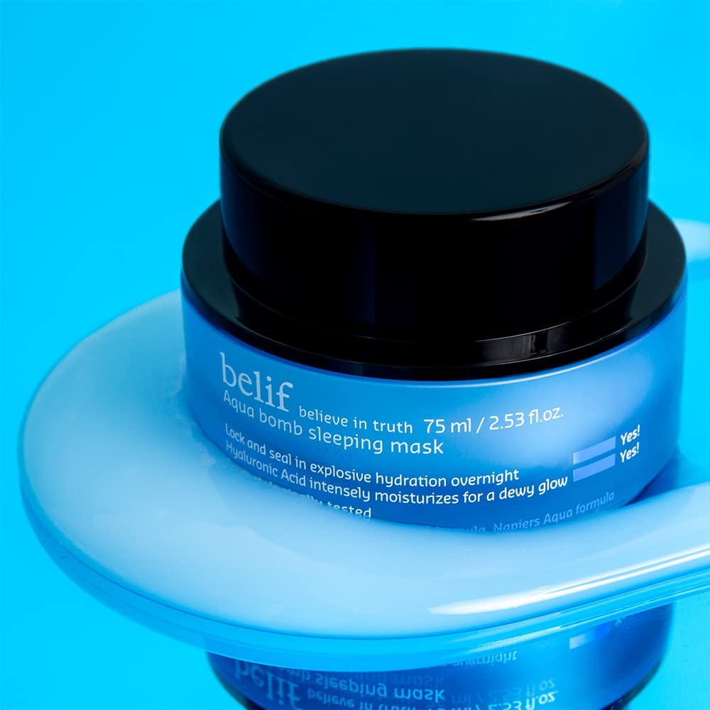 belif Aqua Bomb Sleeping Mask, Korean Overnight Jelly Moisturizer for Intense Hydration, Dullness Reduction, Skin Repair & Plumping, Glass Skin, 1.6 fl oz