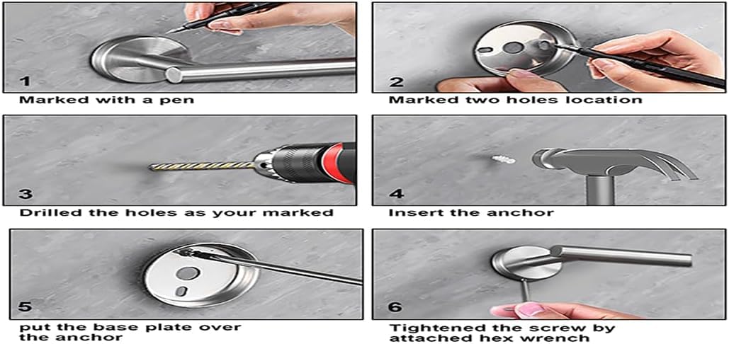Toptowel 23.6inch 10 Sets Bathroom Towel Rack Set Brushed Nickel, Includes 2 Packs 23.6Inch Towel Bar, 2 Packs Towel Ring, 2 Packs Toilet Holder and 4 Packs Towel Hooks-Brushed Nickel