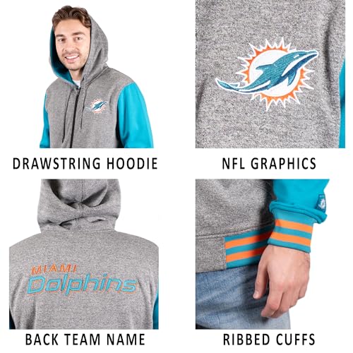Ultra Game Men's Standard Full Zip Soft Fleece Hoodie Letterman Varsity Jacket, Team Color