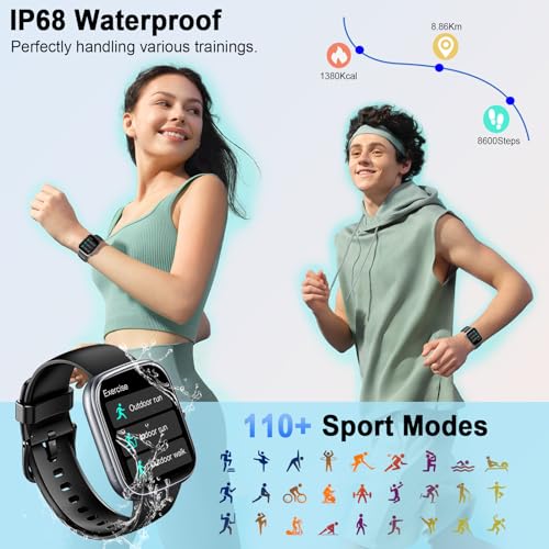 Smart Watch for Men Women (Answer/Make Call), 1.91" Smartwatch Fitness Activity Tracker, 112+Sports Step Counter Fitness Watch, Calories/Heart Rate/Spo2/Sleep Monitor, IP68 Waterproof for Android iOS