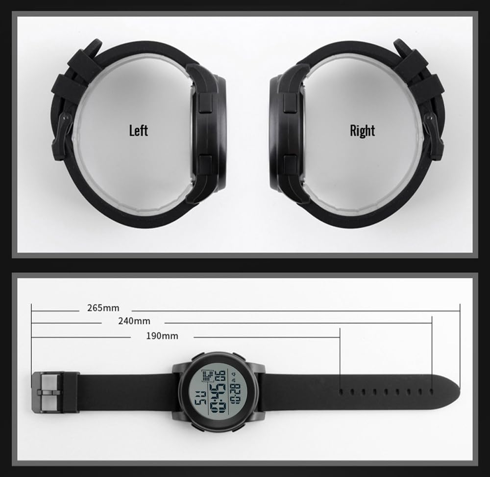 Men's Simple Digital Military Watches Large Face Sport Electronic LED Double Time Waterproof Wrist Watches for Men with Stopwatch Alarm LED Backlight