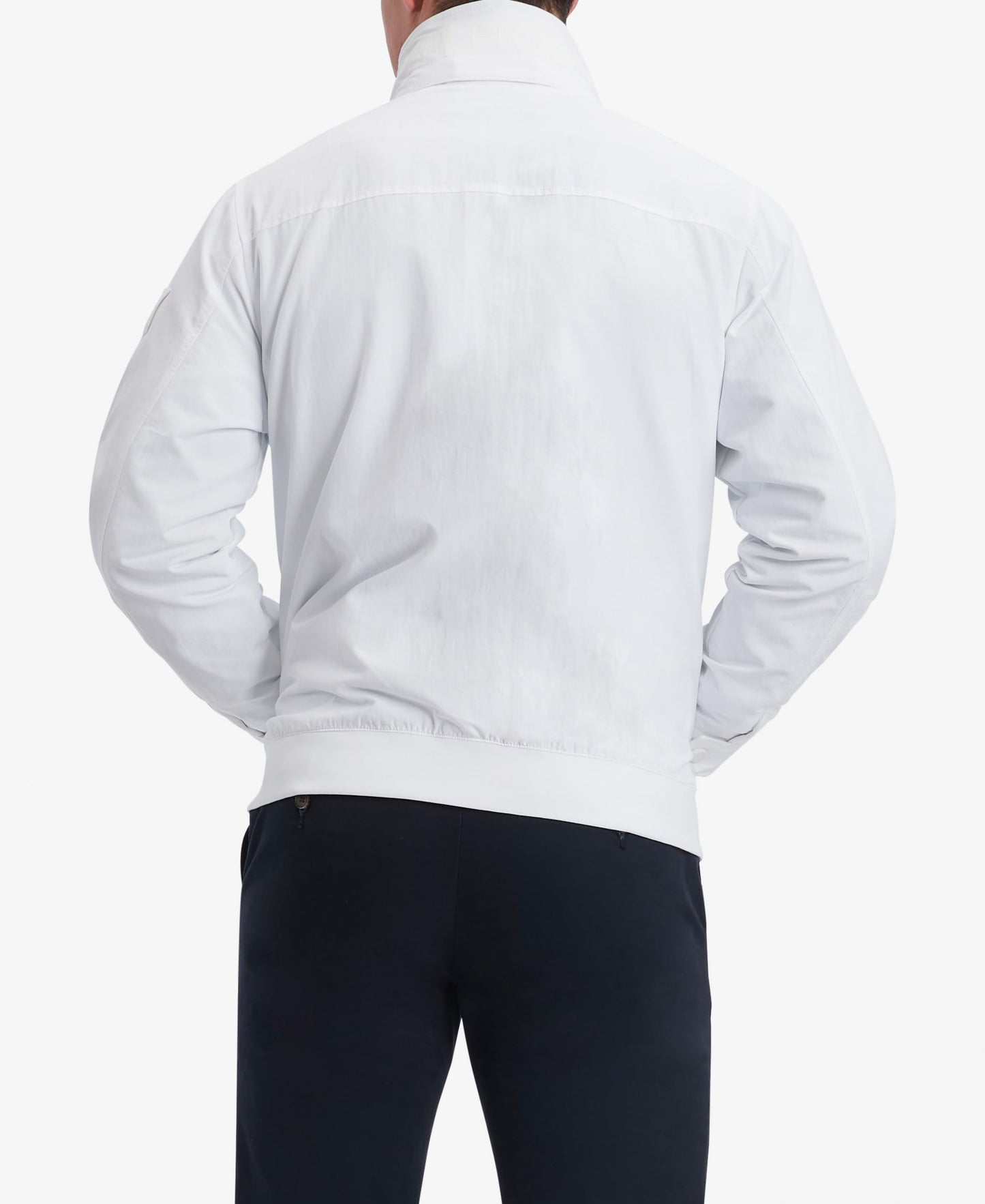Tommy Hilfiger Men's Lightweight Waterproof Regatta Bomber Jacket, Sustainable Optic White, MEDIUM