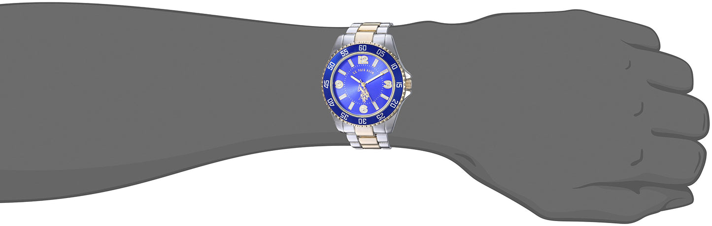 Accutime U.S. Polo Assn. Men's Two-Toned, Royal Blue Dial, Automatic Quartz Metal/Alloy Fold-Over-Clasp Watch - USC80514