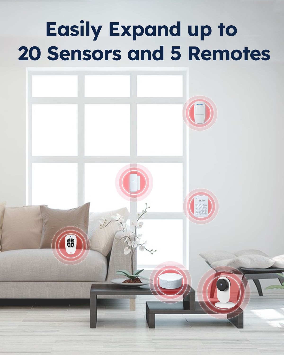 tolviviov Alarm System for Home Security, DIY Door Alarm Security Systems, Smart App Alerts, 15Piece Kit, No Monthly fee, WiFi Alarm, Door Window Motion Sensor, for Home Security, and Kids Safety