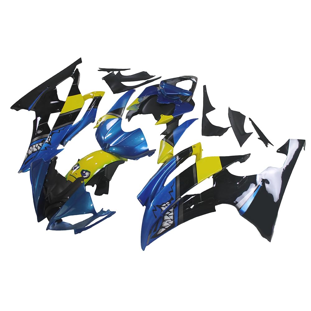 Injection Mold ABS Plastics Fairings Kit for Yamaha YZF-R6 2008-2016 Bodywork Body Kit Shark Blue Yellow