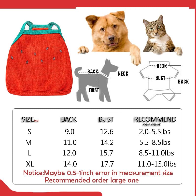 Dog Summer Clothes - Summer Funny Dog Clothes Cat Shirts Watermelon Dog Shirt Fruit Dogs Vest Cute Puppy Sleeveless Vest T-Shirt French Bulldog Tank Tops (Medium)