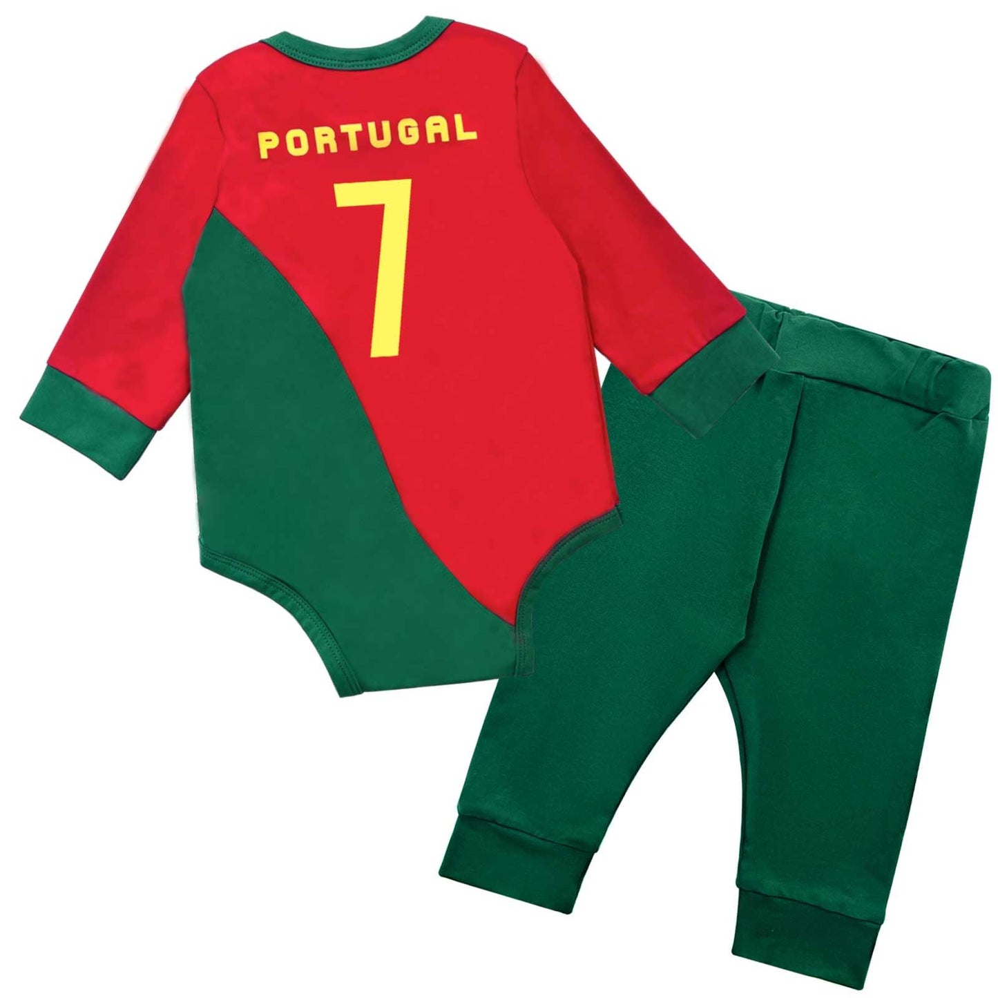 Pezhiqun Baby Boys Portugal #7 Soccer Romper Jerseys Uniforms Newborn Girls Football Bodysuits Fall Clothes Sports Fan Toddler Long Sleeve Shirts Pant Outfits,12-18 Months
