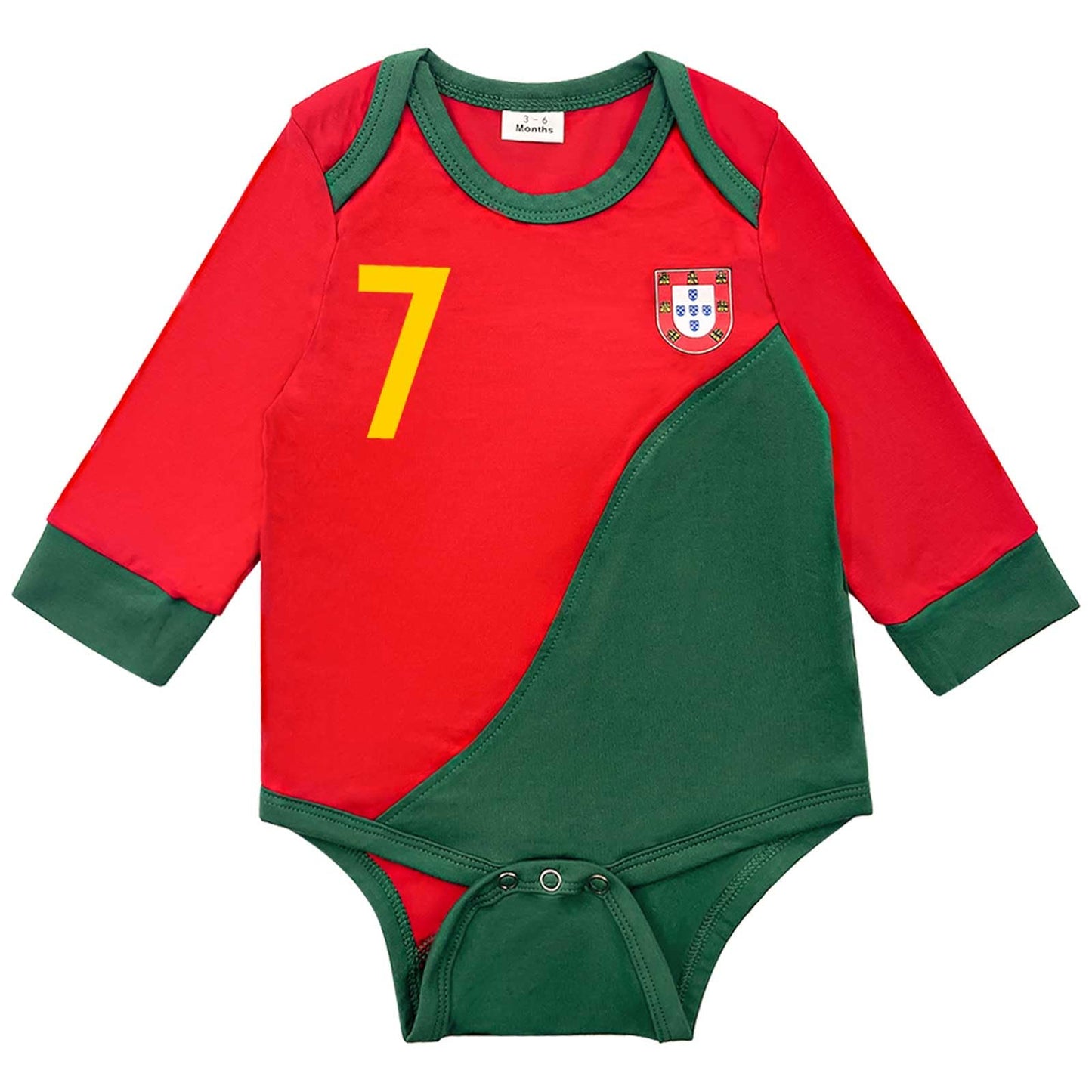 Pezhiqun Baby Boys Portugal #7 Soccer Romper Jerseys Uniforms Newborn Girls Football Bodysuits Fall Clothes Sports Fan Toddler Long Sleeve Shirts Pant Outfits,12-18 Months