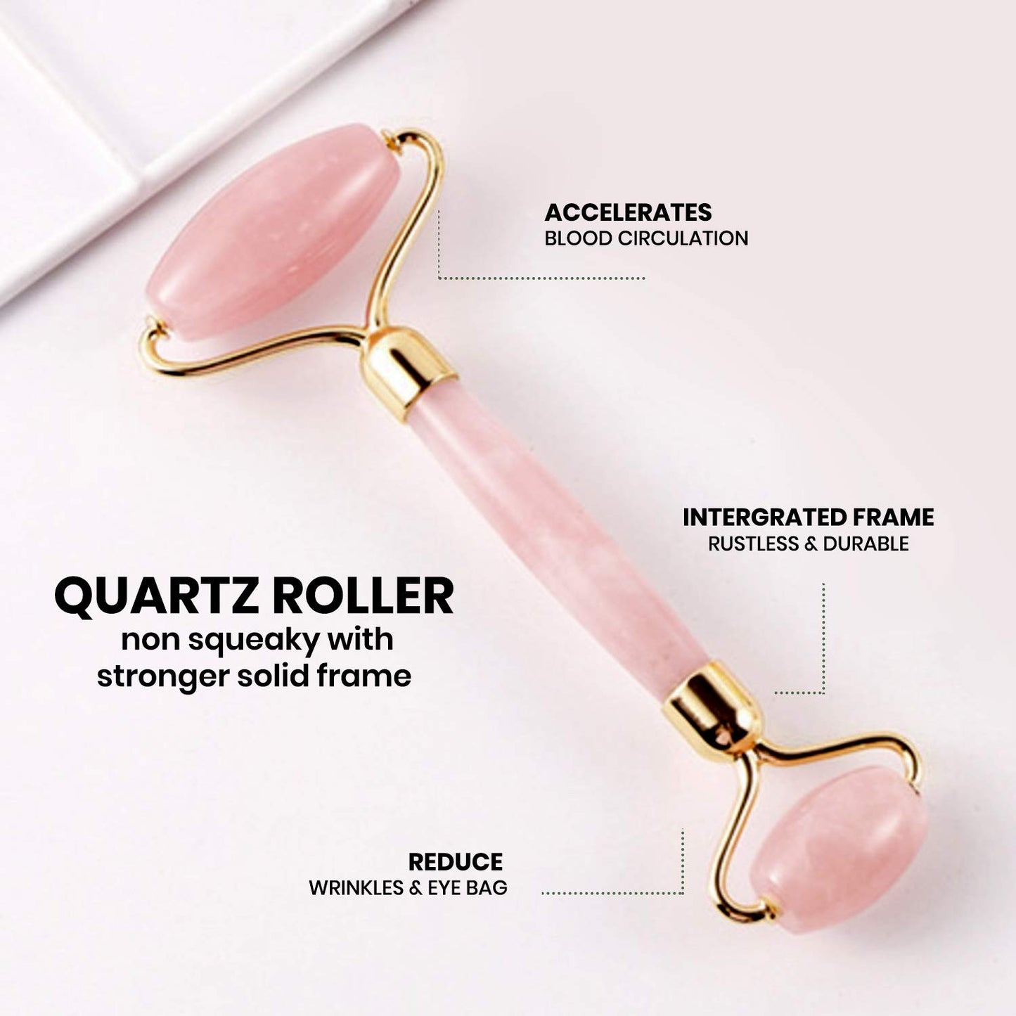 ROSELYNBOUTIQUE Gua Sha Facial Tools & Face Roller for Wrinkless Natural Skincare Tool Jade Roller Guasha Tool for Face Facial Massager (Rose Quartz - Pink)
