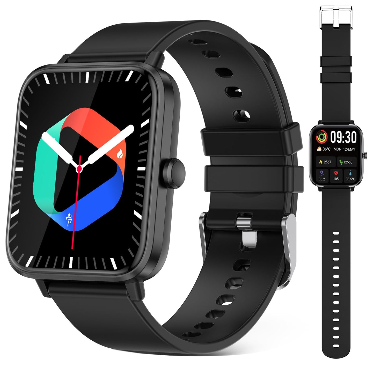 Smart Watch for Android iPhone-Call Receive/Dial/Read Message/AI Control-1.83" HD Screen-IP67 Waterproof Fitness Smartwatch-Blood Pressure/Heart Rate/SpO2/Sleep Monitor-Sport Tracker for Women Men