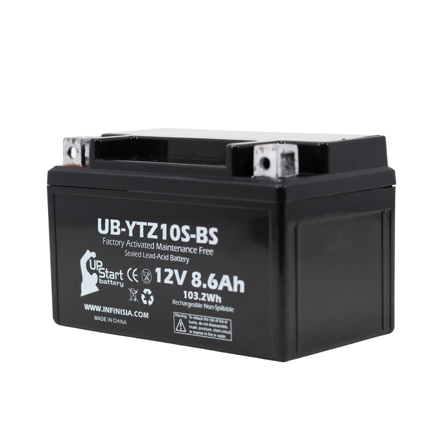Replacement for 2007 Yamaha YZF-R6 (excl. R6S) 600CC Factory Activated, Maintenance Free, Motorcycle Battery - 12V, 8.6Ah, UB-YTZ10S-BS