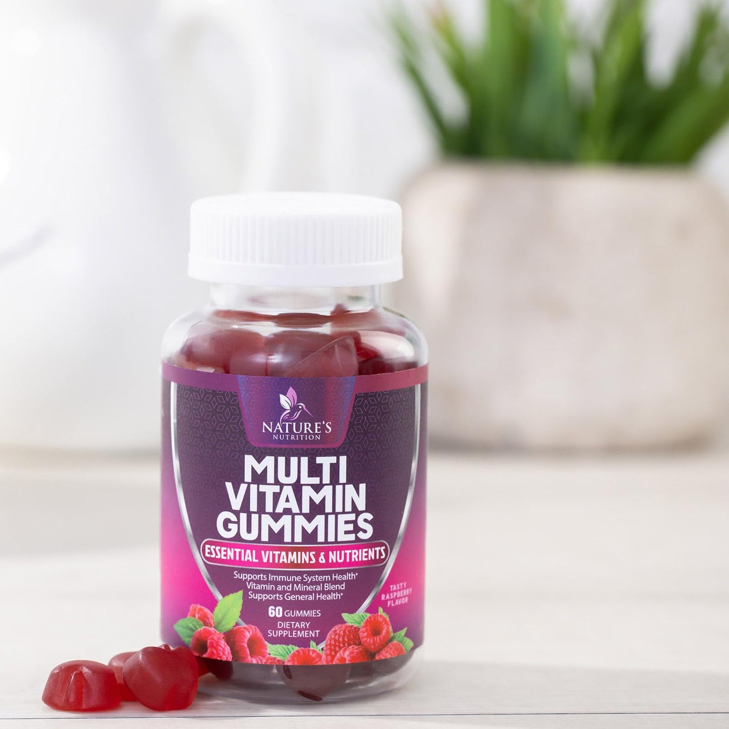 Multivitamin Gummy Vitamins, Berry Flavored Adult Daily Vitamins for Women & Men with Multi Vitamin A, C, D, E, B6, B12, Zinc & Antioxidants Supplement for Immune Health Support, Non-GMO - 60 Gummies