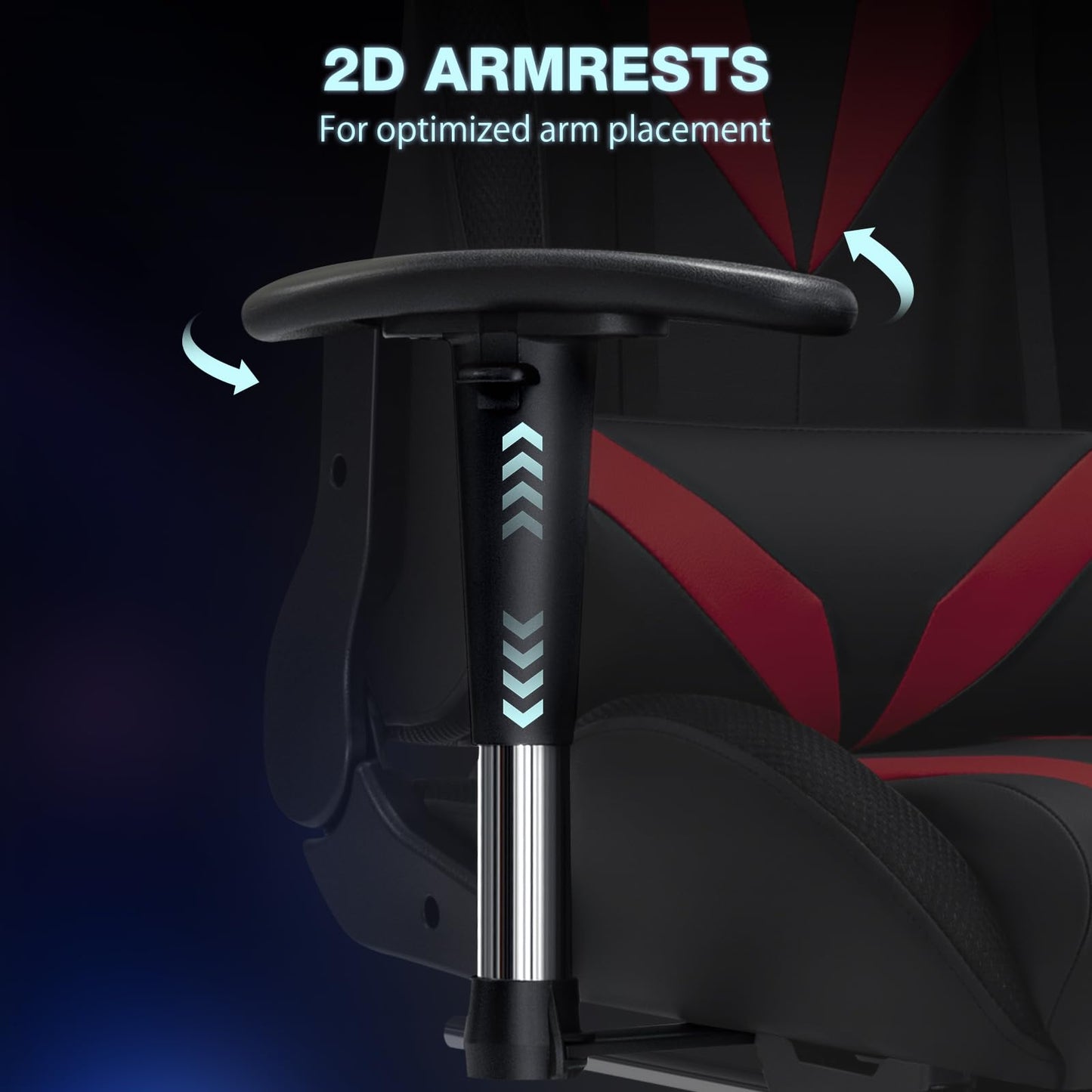 HOFFREE RGB Gaming Chair with Bluetooth Speakers Racing Gamer Chair Massage and Led Lights Swivel Game Chair with Footrest High Back Computer Desk Chair Red and Black