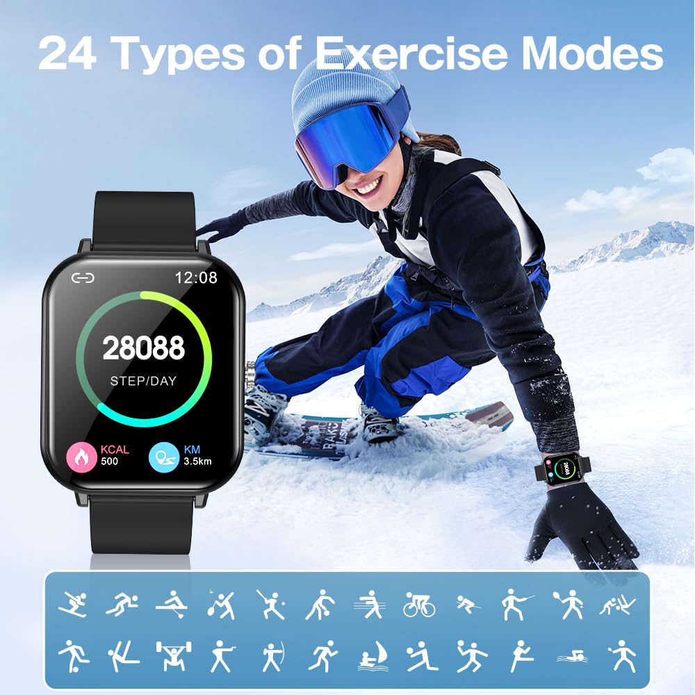Smart Watch for Men Women, Smartwatch Fitness Tracker Watch for iOS and Android Phones, 1.9” Touchscreen, IP68 Waterproof Smarwatches with Heart Rate/Sleep Monitor Steps Calories Counter