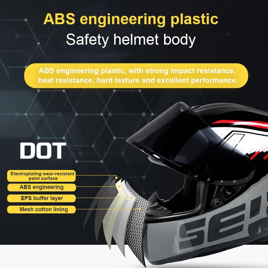 Bluetooth Full Face Motorcycle Helmet, DOT Approved Integrated Helmet, Built-in Dual Speaker with Microphone, Multiple Vents Motorbike Helmet Street Bike Helmet for Adults Men and Women S~XXXL(L,Small