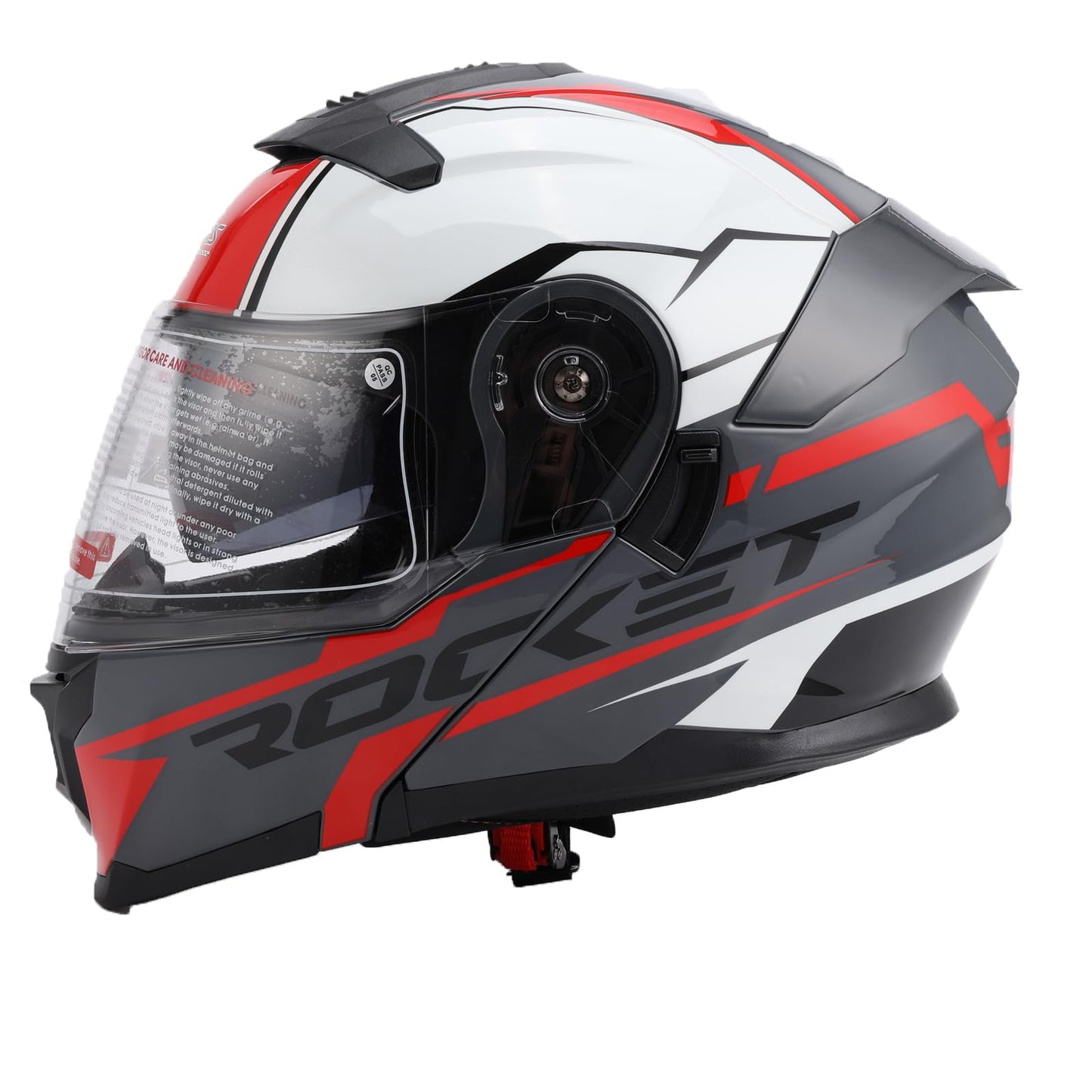 OUMURS Modular Motorcycle Helmets Full Face Flip up Street Bike Motorcycle Helmet for Unisex Adult Rocket Red - L