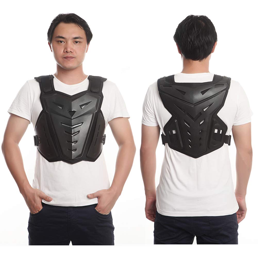 Motorcycle Armor Body Guard Vest, Dirtbike Riding Off-Road Racing Cycling Skiing Motocross Adult Kids Chest Body Protector Shirt Jackets for Street Bike Racing, Mens Back Protection - Black