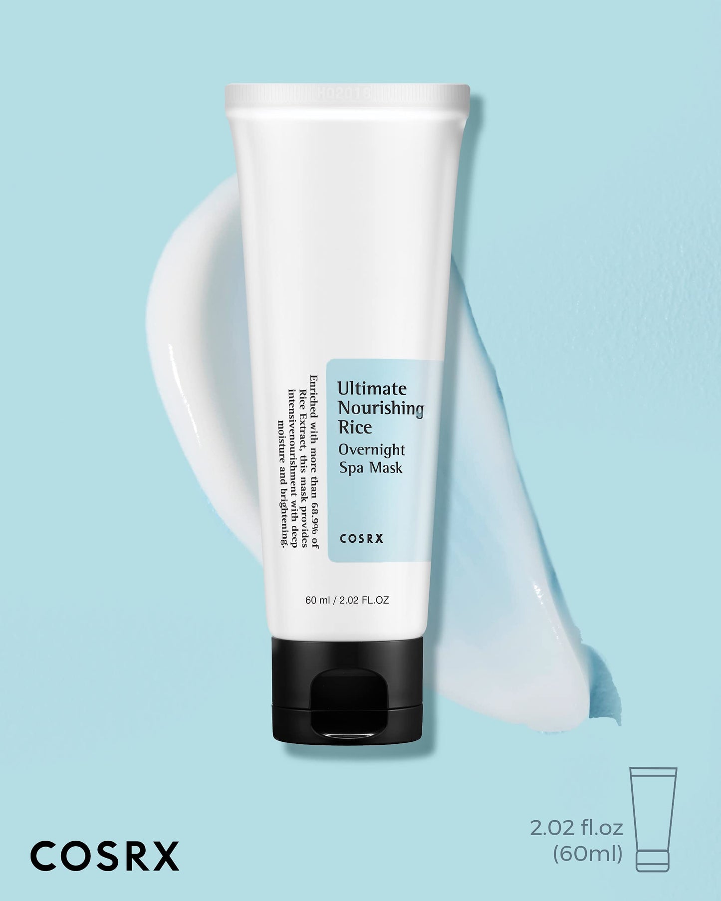 COSRX Ultimate Nourishing Rice Overnight Spa Mask, 60ml / 2.02 fl.oz | Rice Extract 68% and Niacinamide 2%, Korean Skin Care, Animal Testing Free, Paraben Free