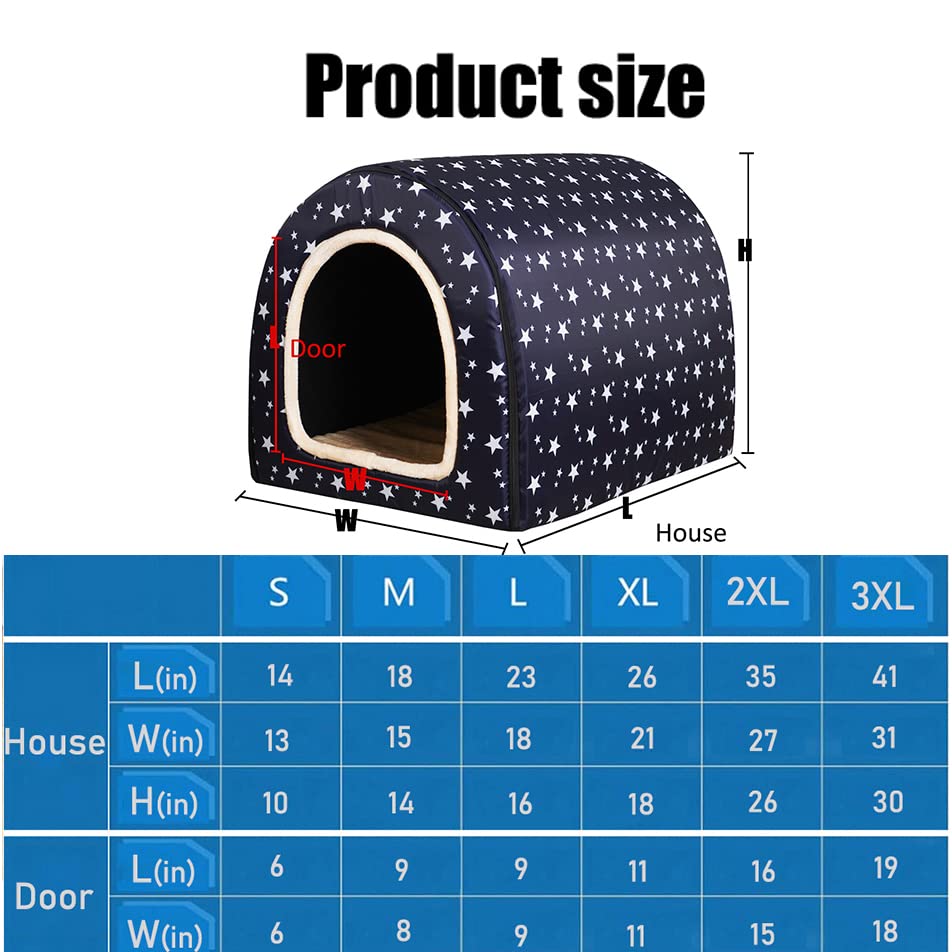 Dog Bed,2 Ways to Use,Indoor Pet House with Fluffy Mat,Removable and Washable Cover,Splash-Proof House and Non-Slip Bottom,for Large Dogs(2XL Star)