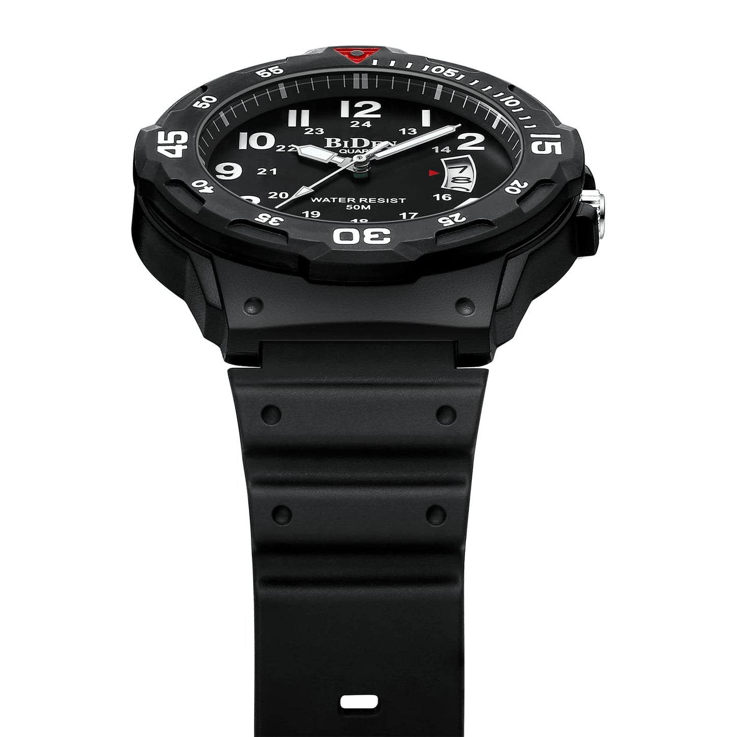 LN LENQIN Mens Watches Analog Quartz Watches Men 50M Waterproof Watch Fashion Business Casual Mens Designer Watch with Date Wrist Watches for Man (R009-Black-Red)