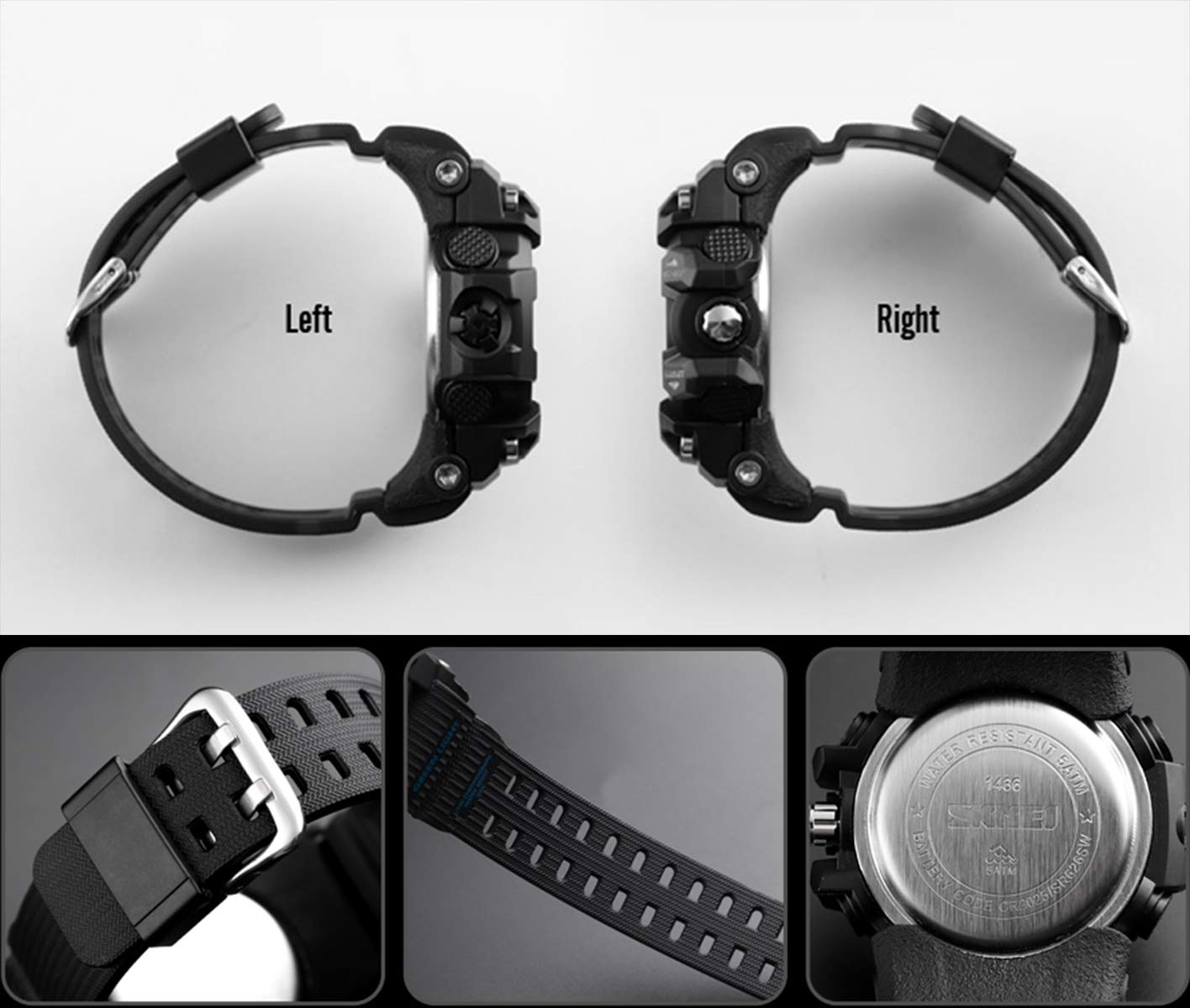 Mens Military Watch Digital Waterproof Wrist Watches Outdoor Sport Multifunction Casual Dual Display 12H/24H Stopwatch Calendar Watch - 1436 Small Black Blue