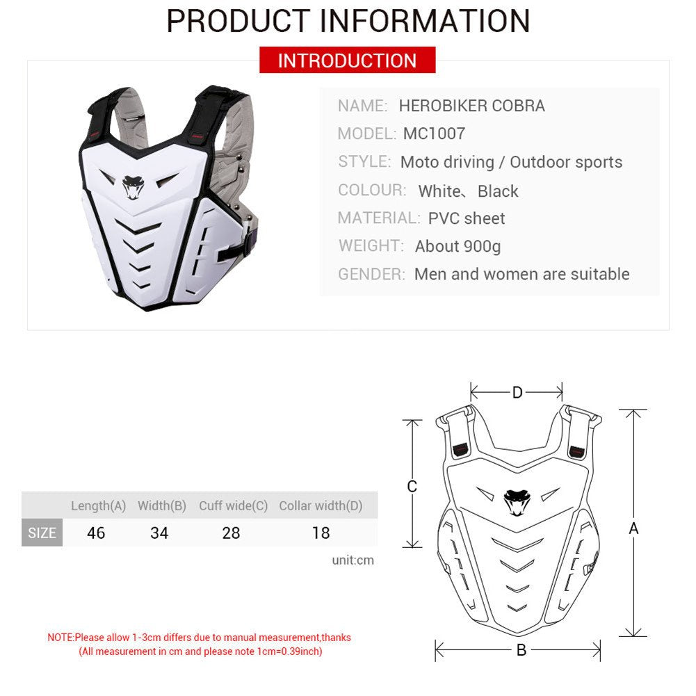 Motorcycle Armor Body Guard Vest, Dirtbike Riding Off-Road Racing Cycling Skiing Motocross Adult Kids Chest Body Protector Shirt Jackets for Street Bike Racing, Mens Back Protection - Black