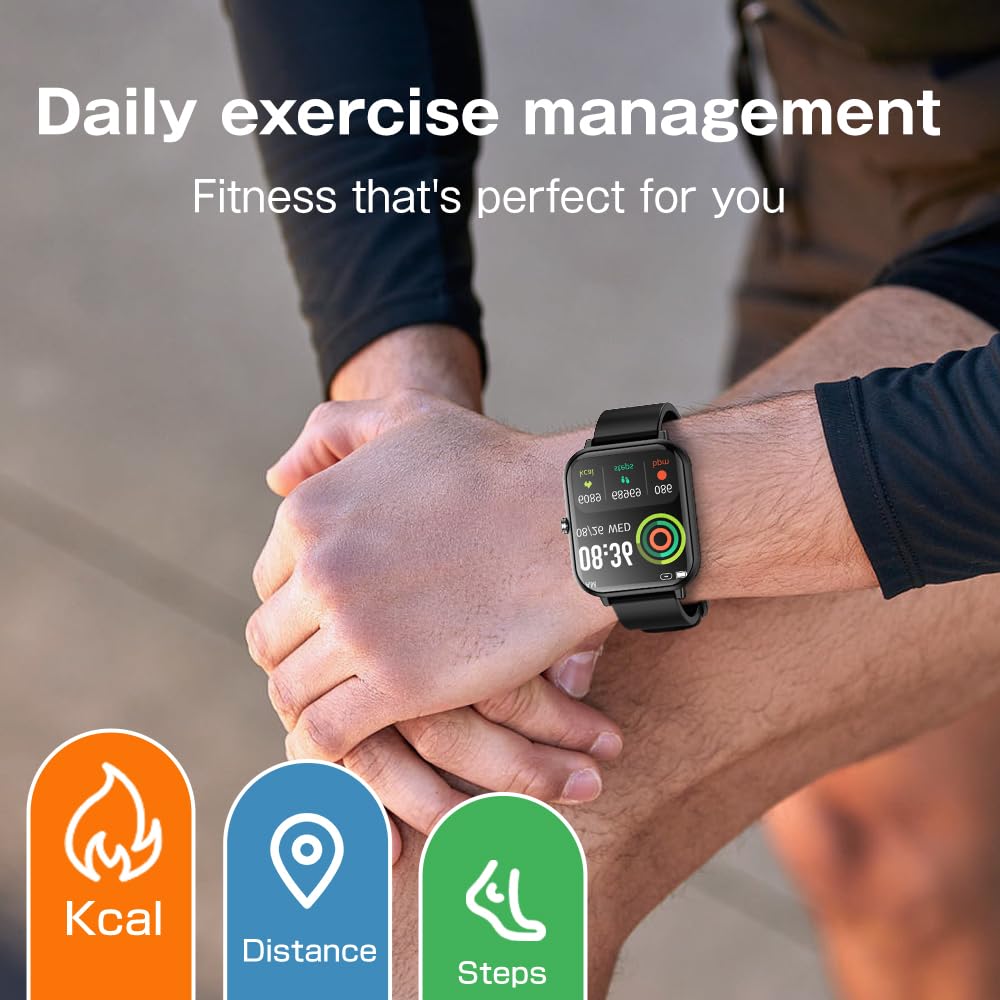 Smart Watch for Men Women, Smartwatch Fitness Tracker Watch for iOS and Android Phones, 1.9” Touchscreen, IP68 Waterproof Smarwatches with Heart Rate/Sleep Monitor Steps Calories Counter