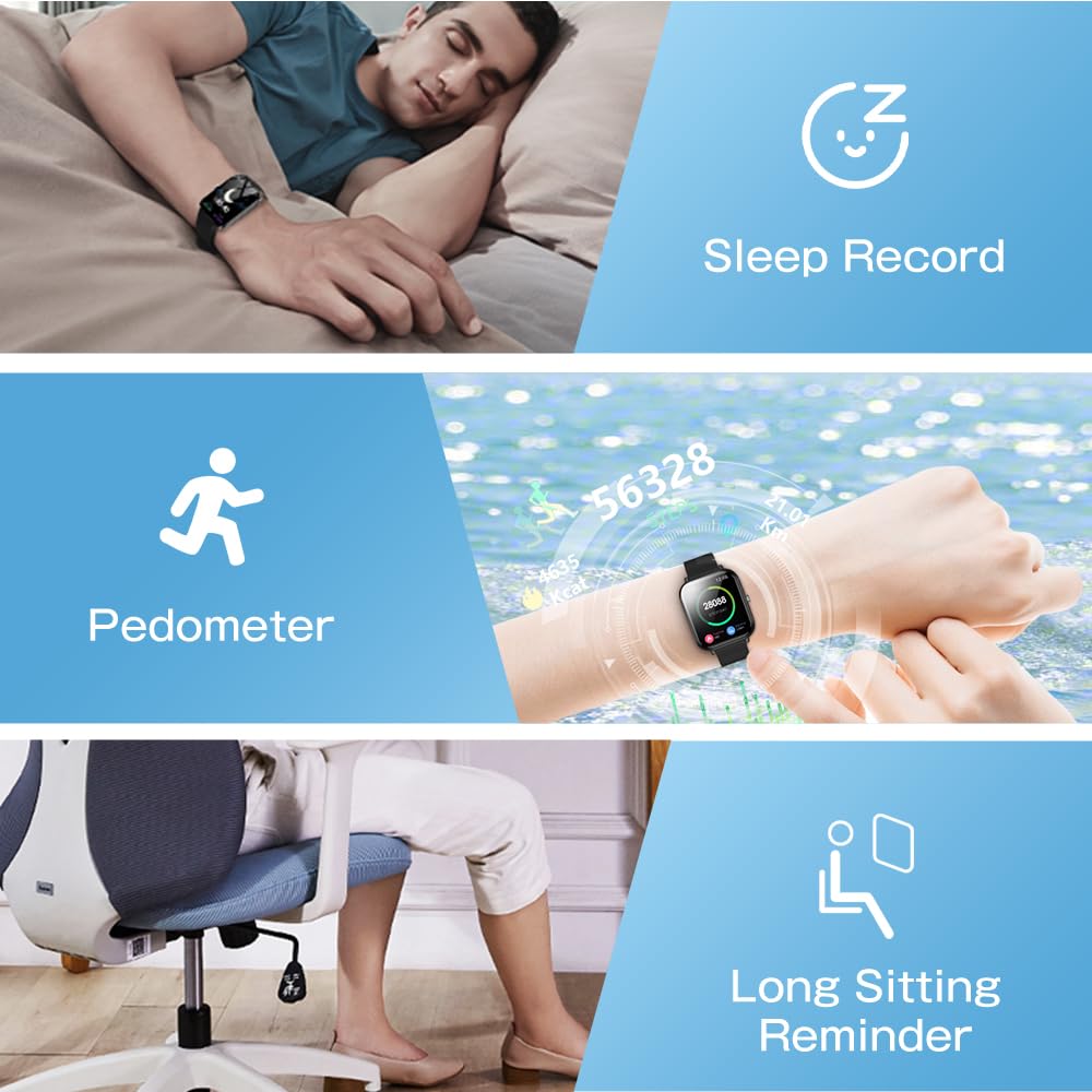 Smart Watch for Men Women, Smartwatch Fitness Tracker Watch for iOS and Android Phones, 1.9” Touchscreen, IP68 Waterproof Smarwatches with Heart Rate/Sleep Monitor Steps Calories Counter