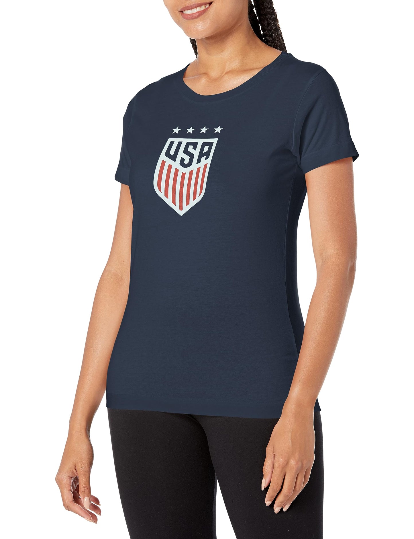 USA National Team Name and Number Tee, Navy. Large, Dunn Crystal