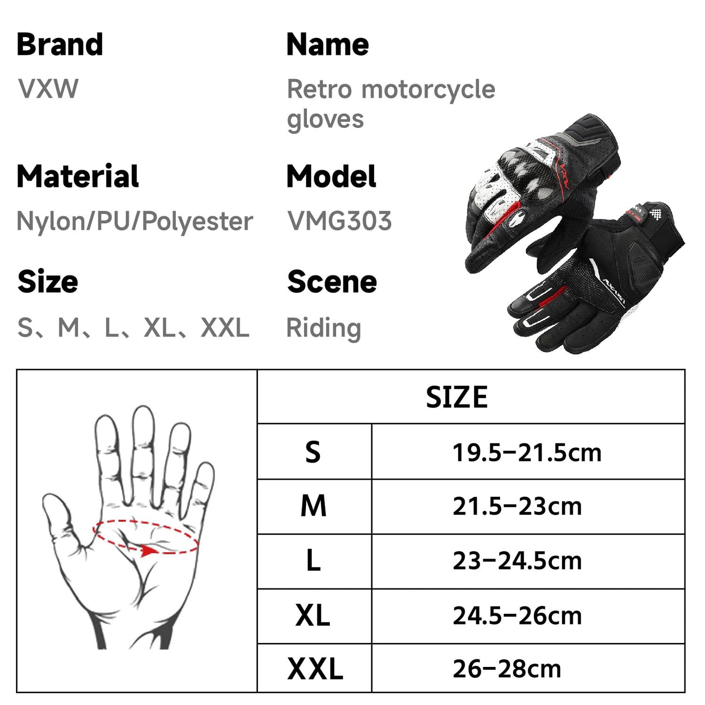 VXW Motorcycle Gloves for Men and Women Full Finger Touchscreen Motorbike Gloves High Protection Biker Gloves for BMX ATV Road Racing(Medium)