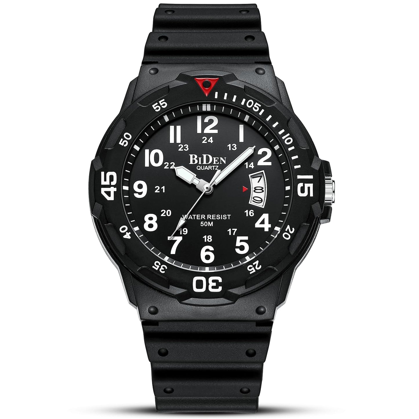 LN LENQIN Mens Watches Analog Quartz Watches Men 50M Waterproof Watch Fashion Business Casual Mens Designer Watch with Date Wrist Watches for Man (R009-Black-Red)