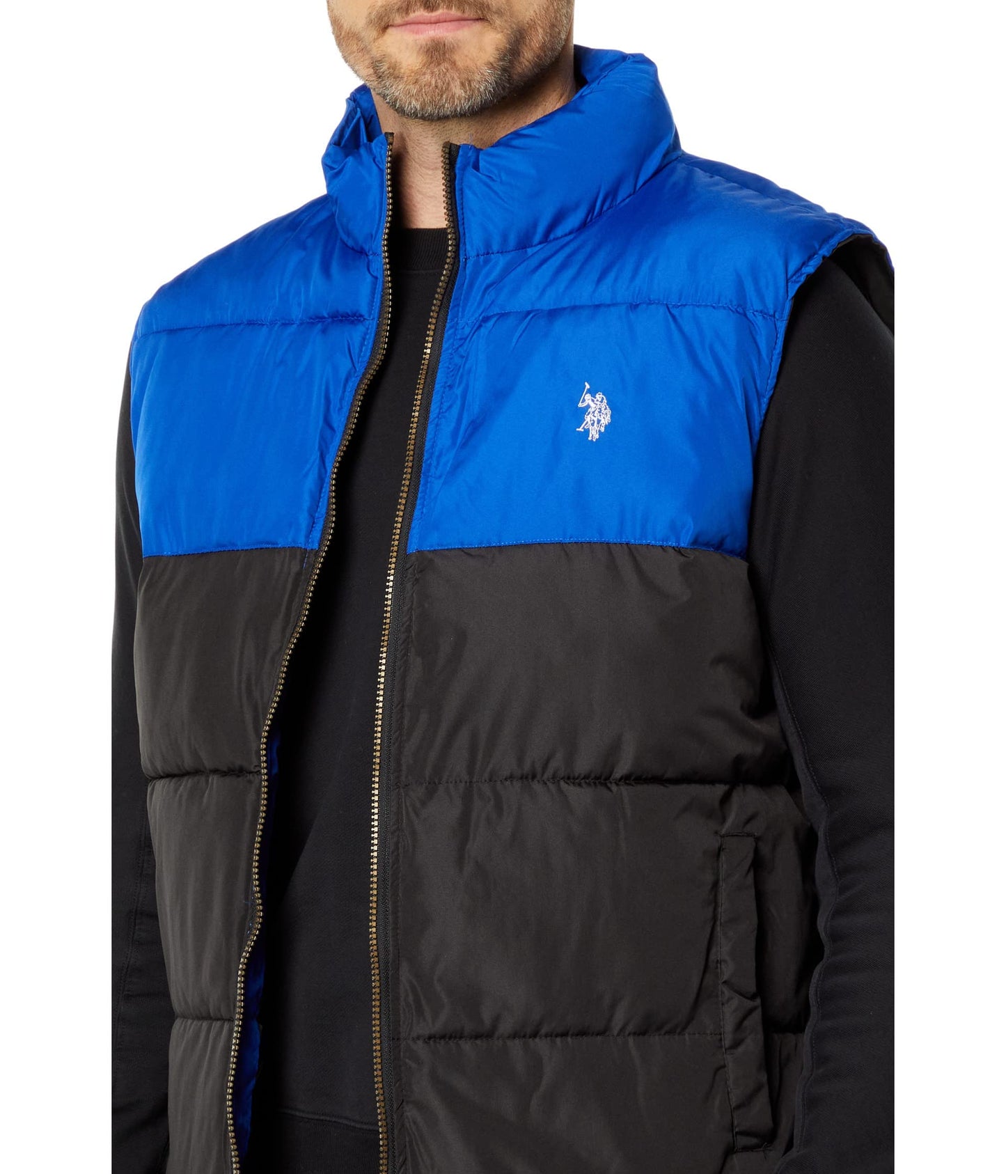 U.S. Polo Assn. Color-Block Puffer Vest Black MD