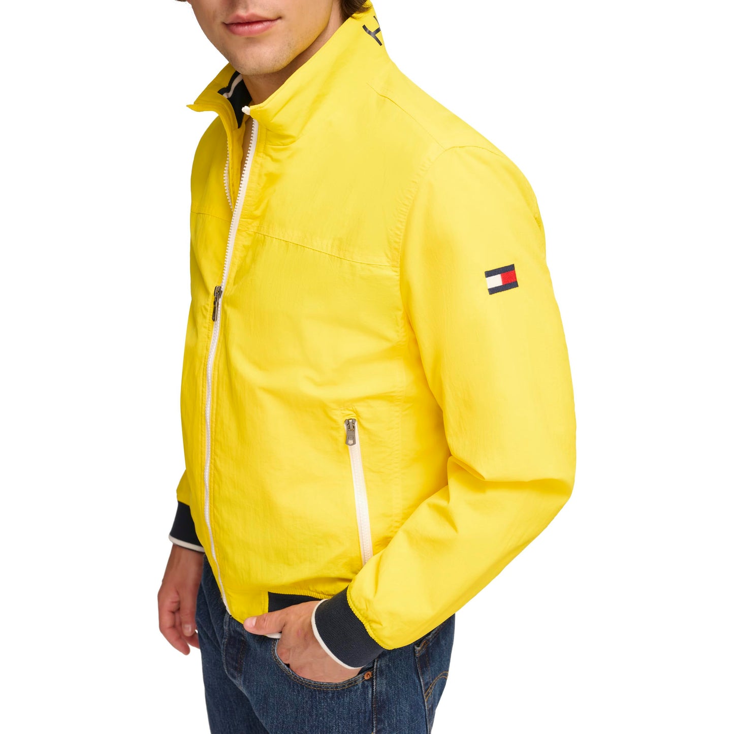 Chaqueta bomber Tommy Hilfiger Yachting para hombre, color amarillo cibernético, talla mediana