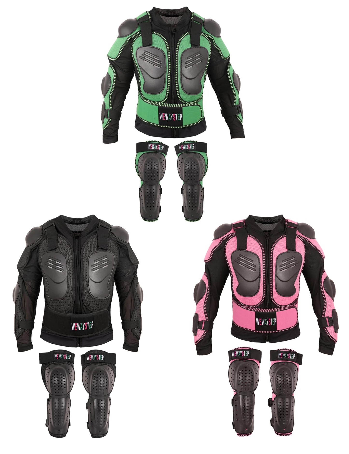 Kids Motorcycle Jacket Dirt Bike Gear,Motocross Spine Chest Protector Armor Suit with Knee Shin Guards Full Body Armor Jacket (US, Alpha, Medium, Regular, Green)