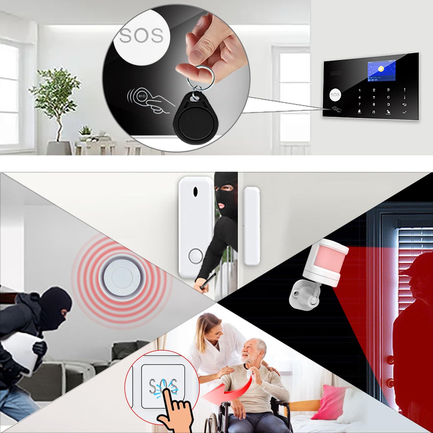 Alarm System for Home Security, Tuya Smart Home Security System, Home Alarm System No Monthly Fee,for Kids and Pet Safety,Work with Alexa and Google,for Apartment House Office,Villa