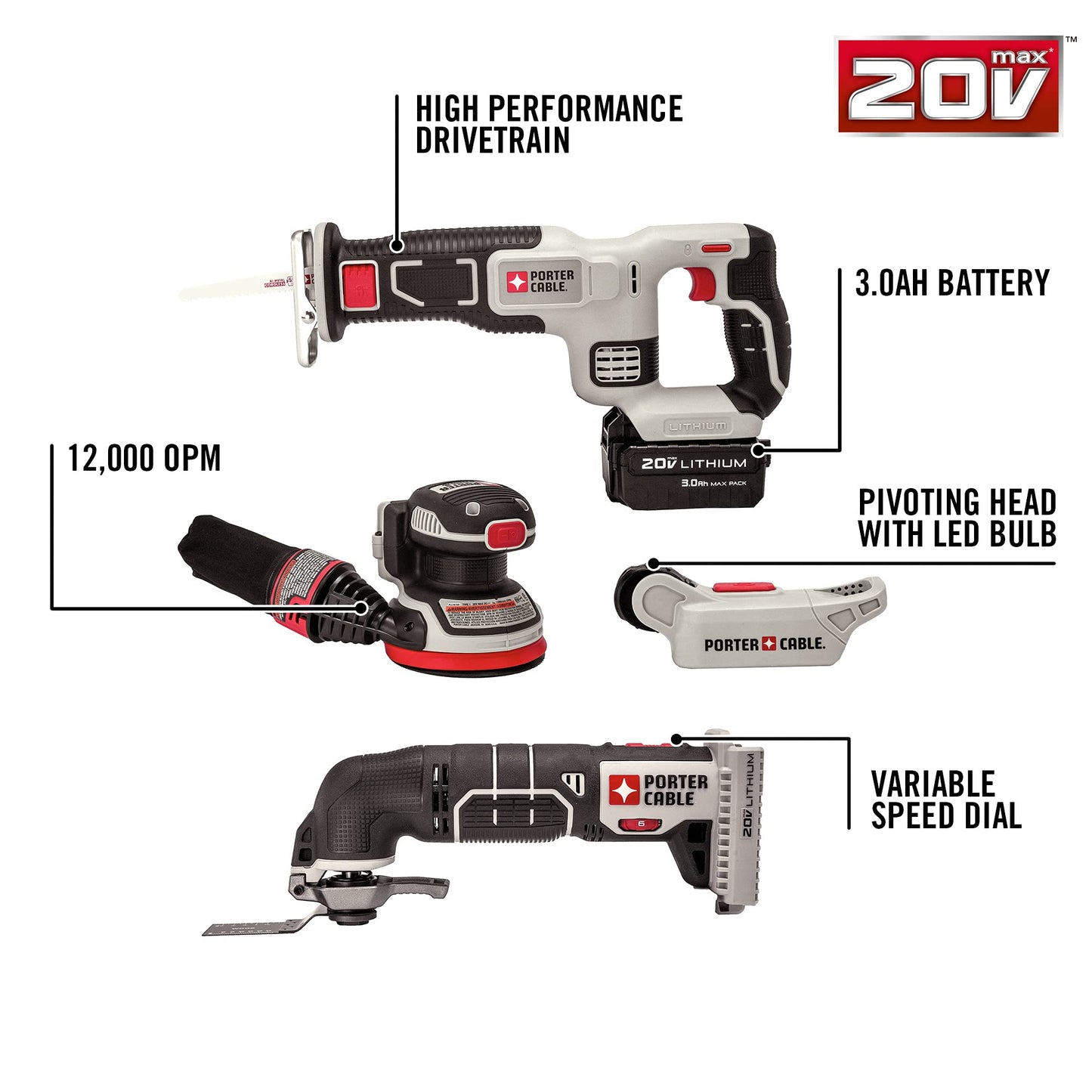 PORTER-CABLE PCCK6118 20V MAX* Lithium Ion 8-Tool Combo Kit