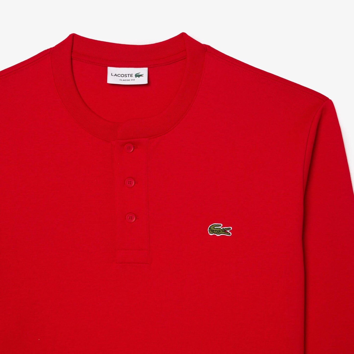 Lacoste Mens Long Sleeved Cotton Jersey T-Shirt, RED, 5