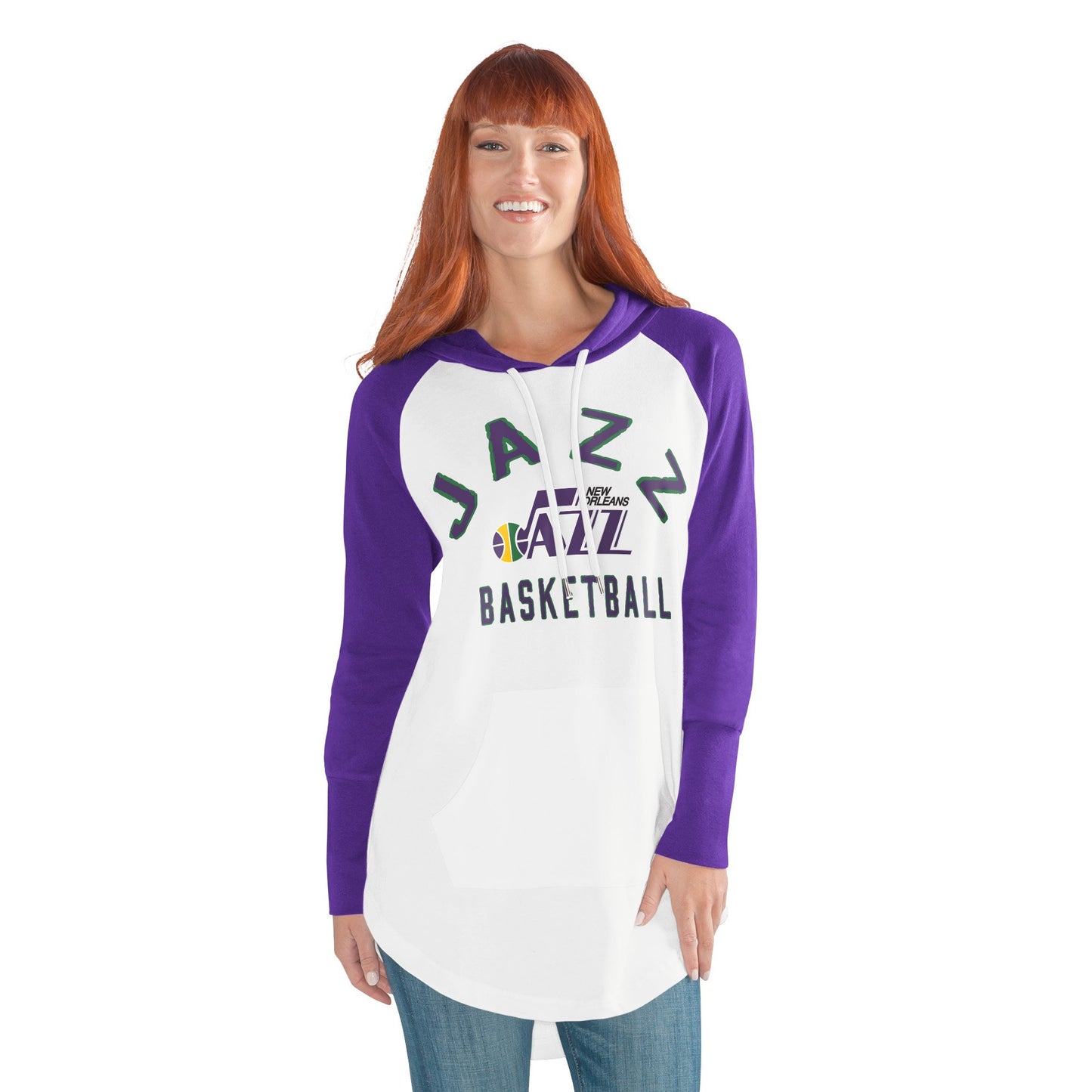 GIII For Her NBA New Orleans Jazz Women's All Division Hoody, X-Large, White/Purple