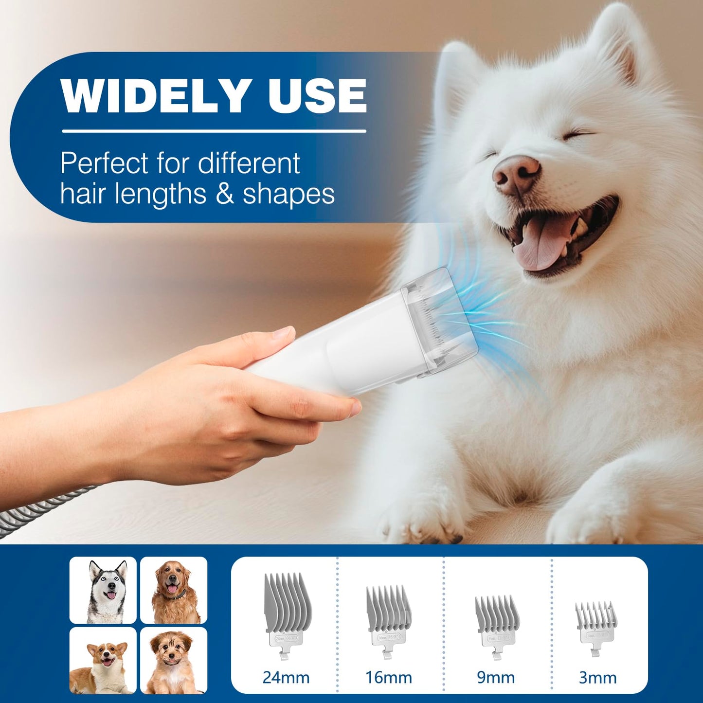 Aspiradora para perros y kit de aseo para mascotas RyRot con capacidad de 2,3 L