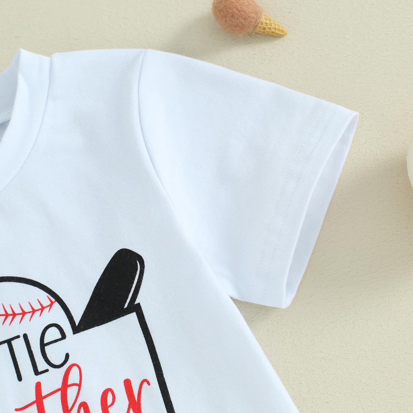 Dewadbow Toddler Boy Girl Baseball Clothes Letter Print Short Sleeve Tshirt Top Baseball Shorts Set Kids Casual Summer Outfit (White Little Brother Biggest Fan, 6-12 Months)