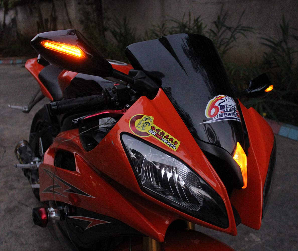 Motorcycle Led Turn Signal Side Mirrors For Yamaha YZF600 YZF R6 FZR600 Honda CBR600